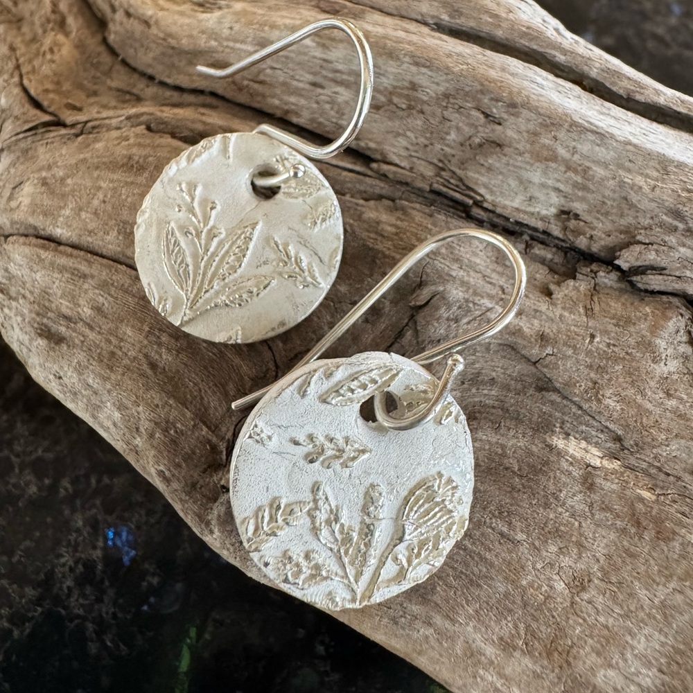 Rustic Floral Sterling Silver Earrings – Handmade & One of a Kind